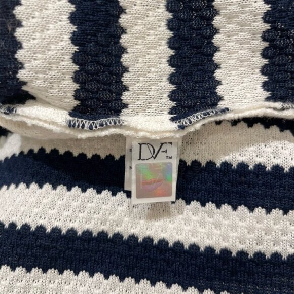 Diane Von Furstenberg Navy and White Stripe Suji Honeycomb Knit Dress NEW - Picture 8 of 8